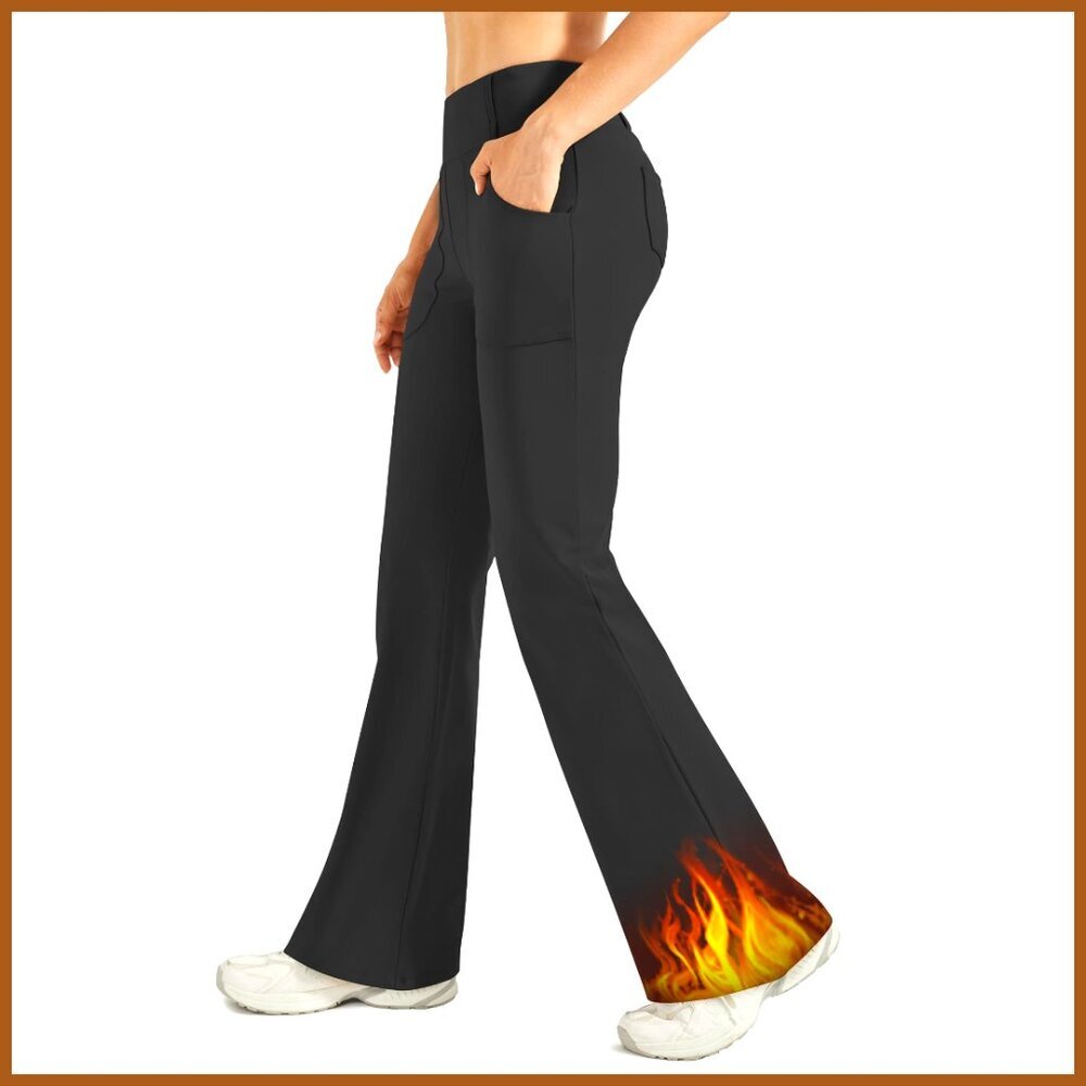 Fleece Lined Leggings with 4 Pockets Stretchy Work Pants Business Casual
